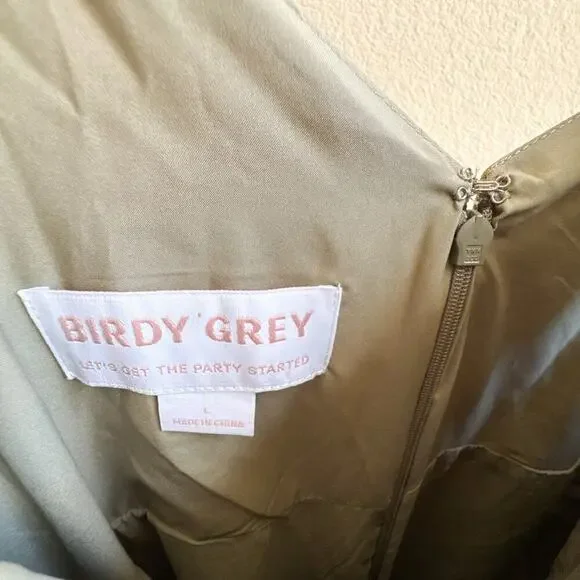 Birdy Grey New Catherine Shiny Satin Moss Green Large Dress - Picture 4 of 16